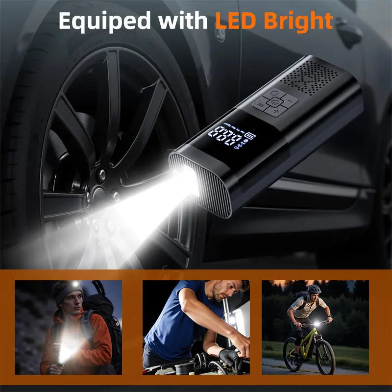 Motorcycle air pump, smart wireless digital tire inflator, emergency air compressor suitable for motorcycles, cars, and bicycles