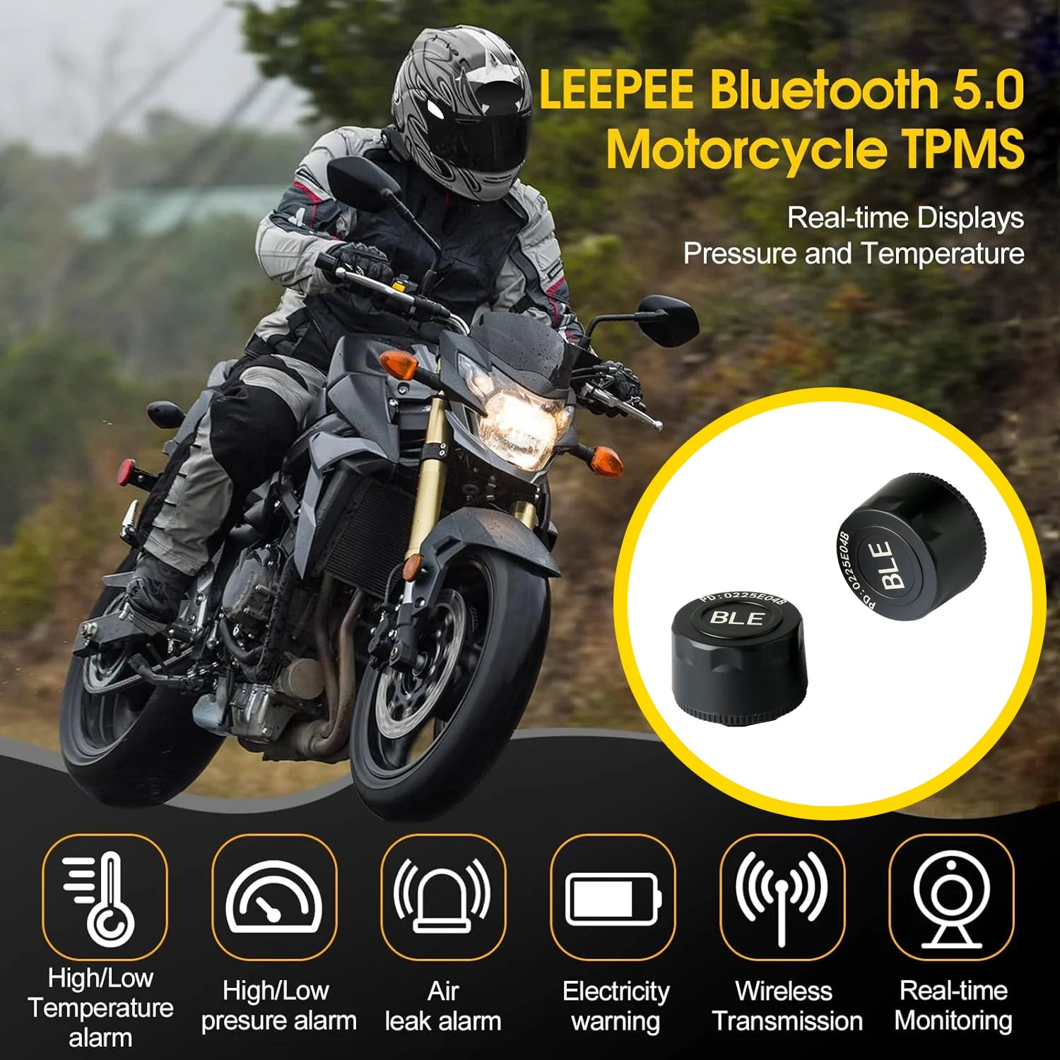 Jansite Motorcycles TPMS Designed for Specific Model Temperature Warning Gauge Moto Tire Pressure Sensors Motorcycle Accessories