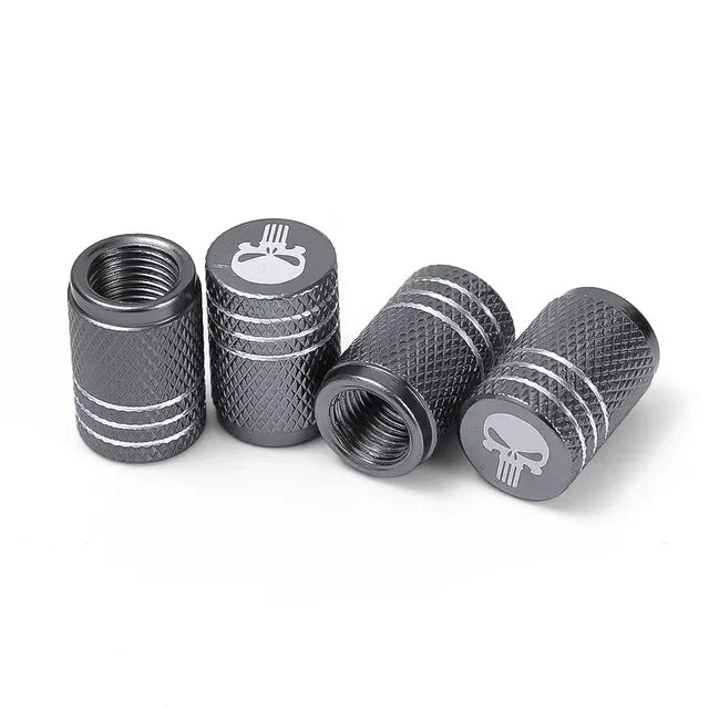 NEW 4pcs Skull Pattern Tire Valve Caps Decor Car Motorcycle Bike Aluminum Alloy Dustproof Cover Wheel Tyre Stem Valve Cap