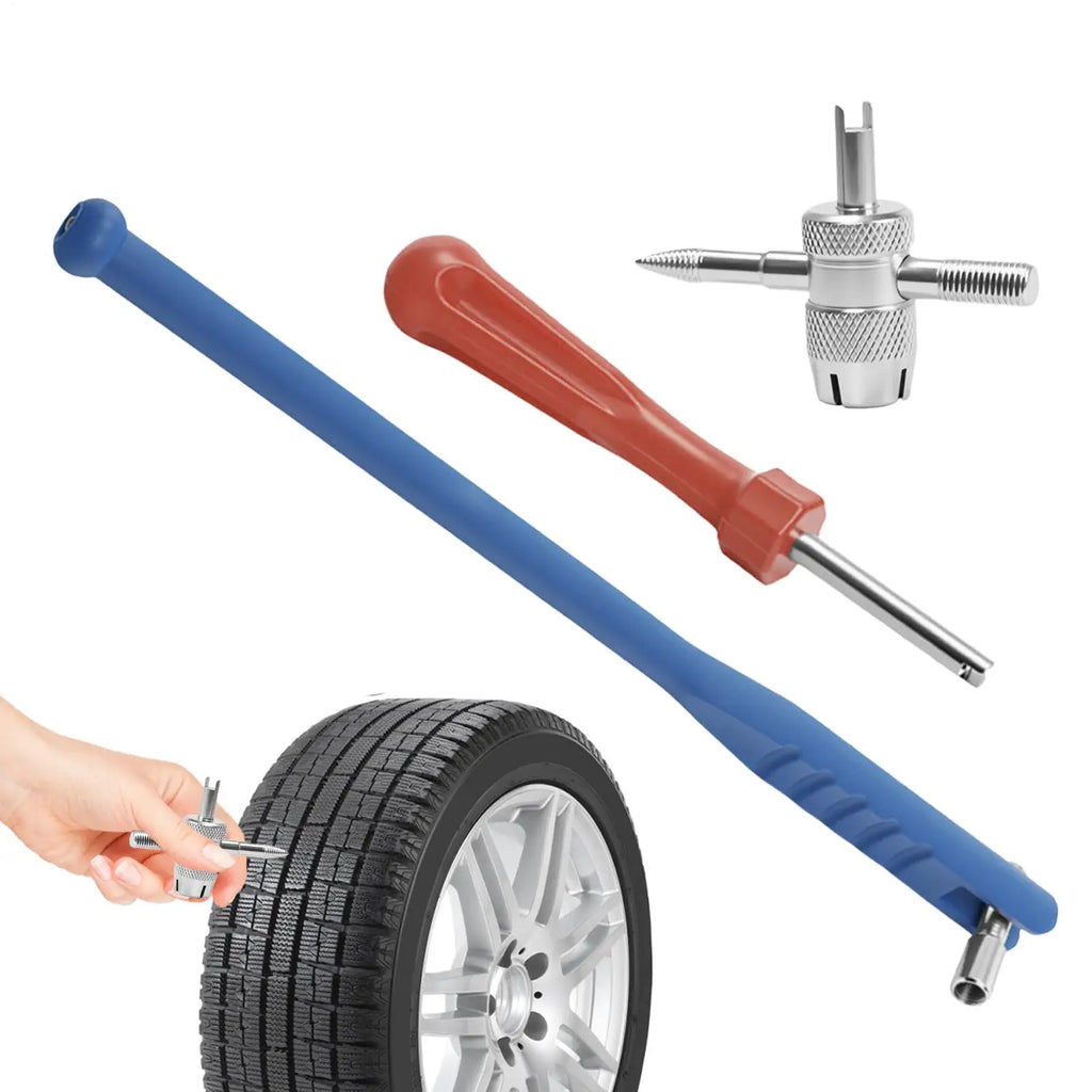 3pcs/set Car Valve Stem Removal Tool Motorcycle Tire Valve Remover Metal Puller Wrench For Motorcycle Car Bike Tire Repair Tool