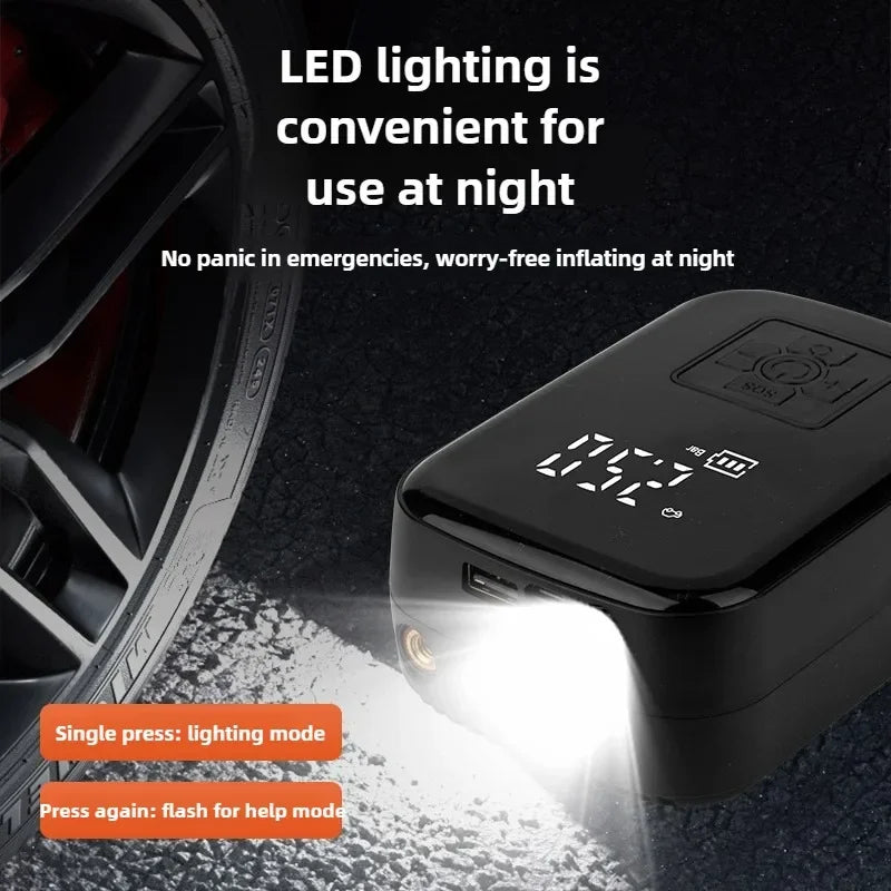 Portable Electric Tire Inflator Pump Wireless Car Air Compressor 150PSI Mini Car Air Pump For Car Motorcycle Bicycle Tire