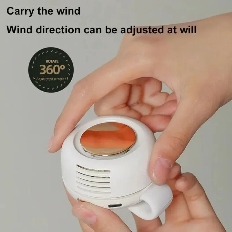 Portable Mini Bladeless Fan 3 Speed Adjustable Clip On Waist Shirt Silent Electric Fan Outdoor Travel Cooling Fan