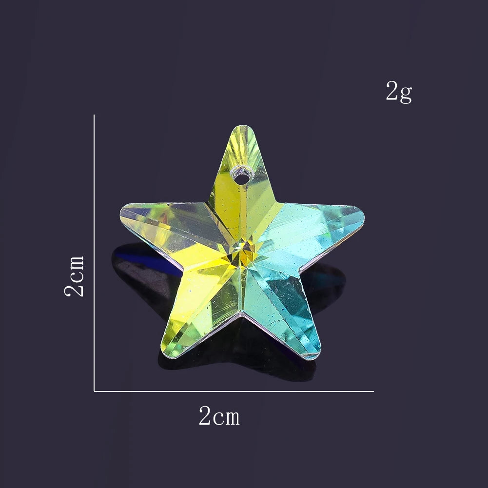 10pcs 20mm Crystal Beads DIY Suncatcher Making Pendant Moon Star Chandelier Parts Lamp Bead Charms for Necklace Earrings Jewelry