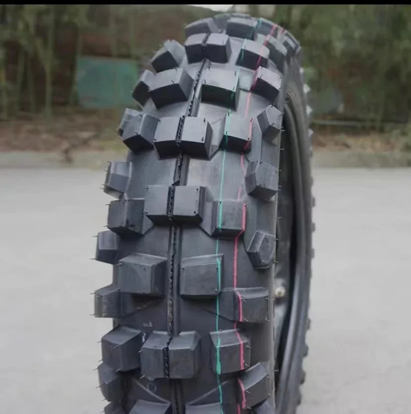 Off road motorcycle tires, front 80/100-19, rear 120/90-16, turtle back large pattern inner and outer tires