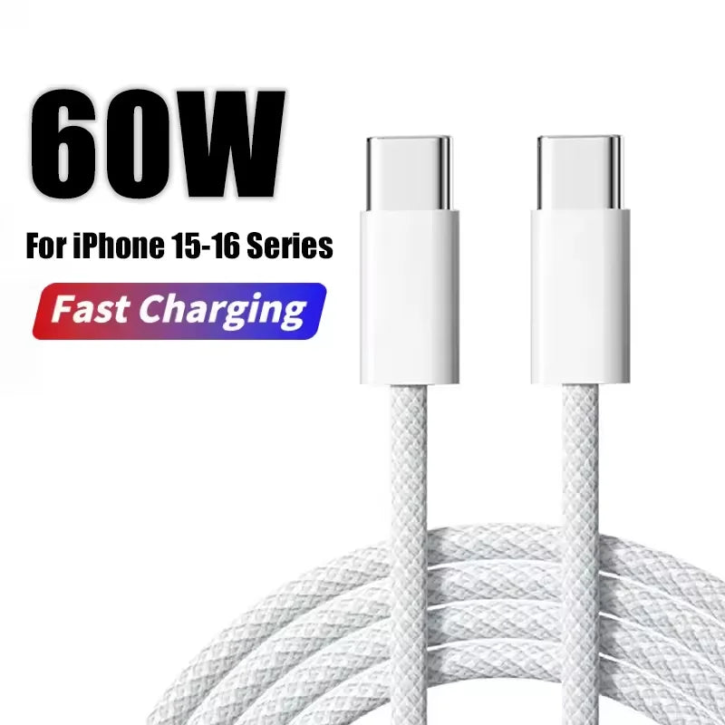 PD 60W Fast Charger USB C To Type C Cable For iPhone 15 16 17 Pro Max Quick Charging For Samsung S26 Xiaomi USB C Charger Cable