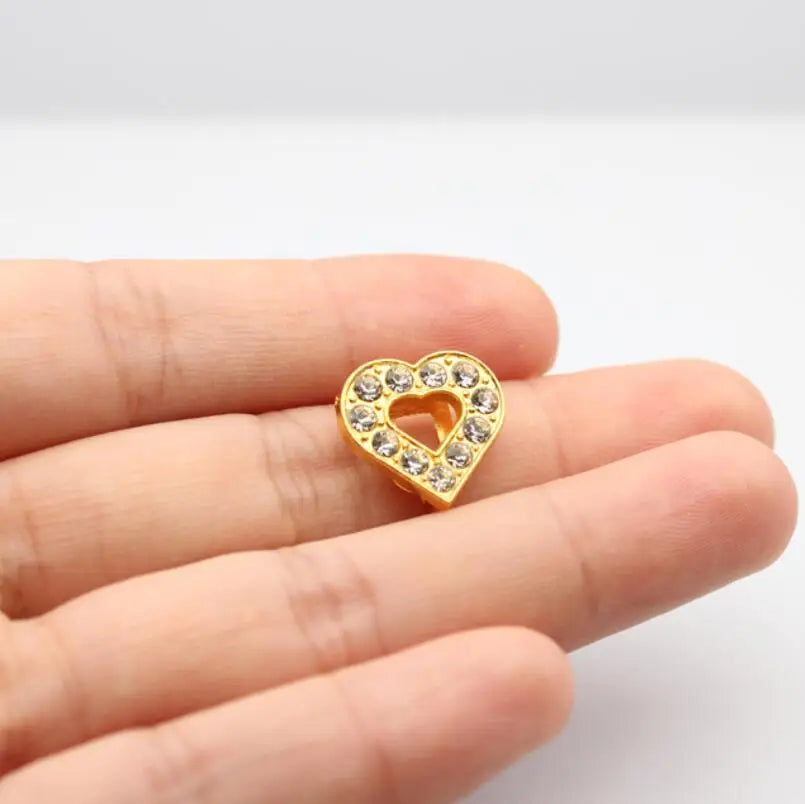 30PC/lot Hole 10MM Heart Star Slide Charm Paw Butterfly Crown DIY Charms for 10mm Bracelet Wristband Jewelry Making