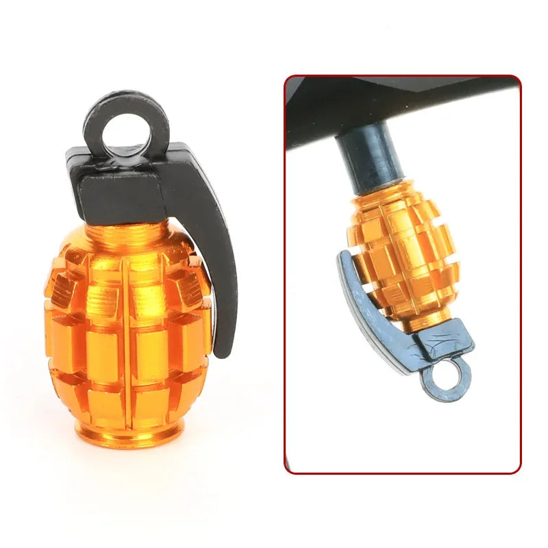 Valve Stem Caps Grenade Styling Universal Aluminum Alloy 4Pcs set Car Truck Motorcycle Wheel Tyre Accessories Bike Bicycle