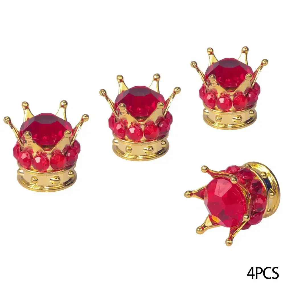 4PCS Car Motorcycle Bicycle Air Cover Car Wheel Tire Valve Caps Cover Crown Shape Bling Diamond Tyre Stem Dust Valve Caps Truck