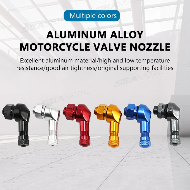 SEAMETAL 1/2pcs Universal Motorcycle Wheel Tire Valves Stem Cap Air Tire Cover 90 Degree CNC Aluminum Tubeless Valve Stems