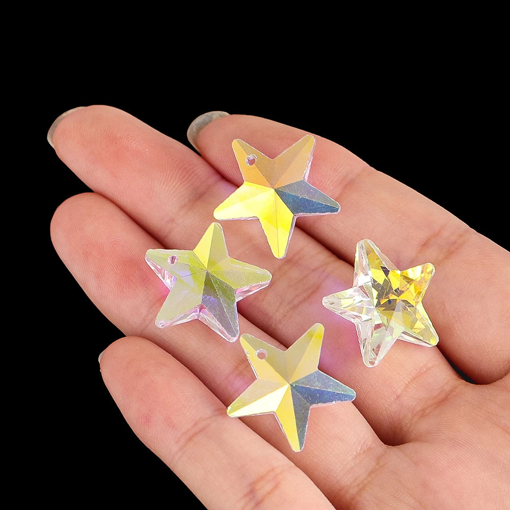 10pcs 20mm Crystal Beads DIY Suncatcher Making Pendant Moon Star Chandelier Parts Lamp Bead Charms for Necklace Earrings Jewelry