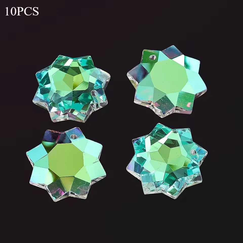 10pcs 20mm Crystal Beads DIY Suncatcher Making Pendant Moon Star Chandelier Parts Lamp Bead Charms for Necklace Earrings Jewelry