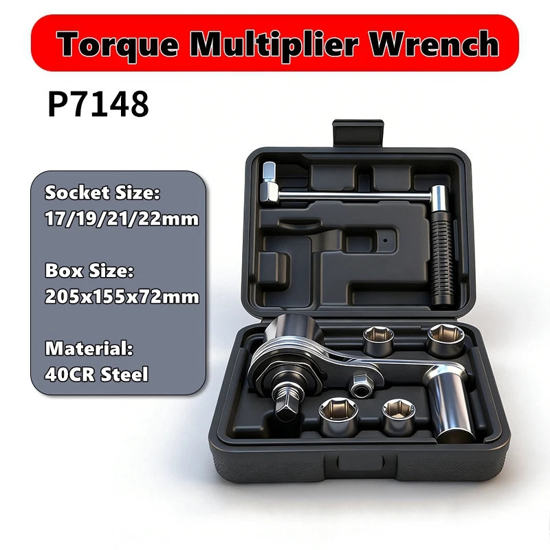 Torque Multiplier Set 1/2” 17mm/19mm/21mm/22mm Sockets,Labor Saving Lug Nut Remover Hand Wrench Kit for  Motorcycle Tire Repair