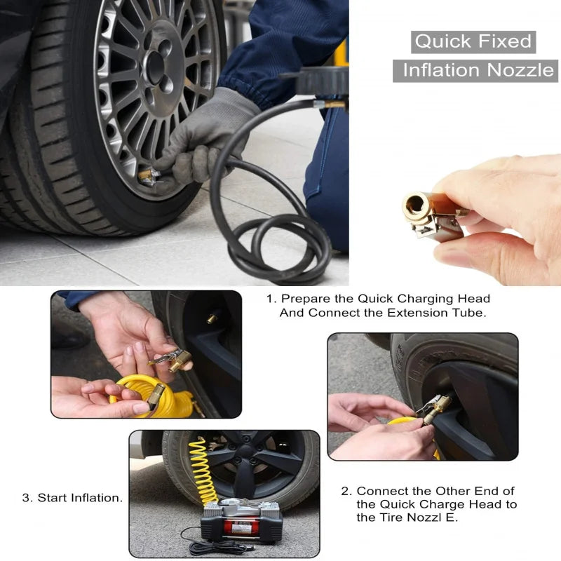 Universal Brass Locking Tyre Air Chuck Clip Adapter Automotive Grade Quick Inflation for Car Motorcycle Bike Accessories