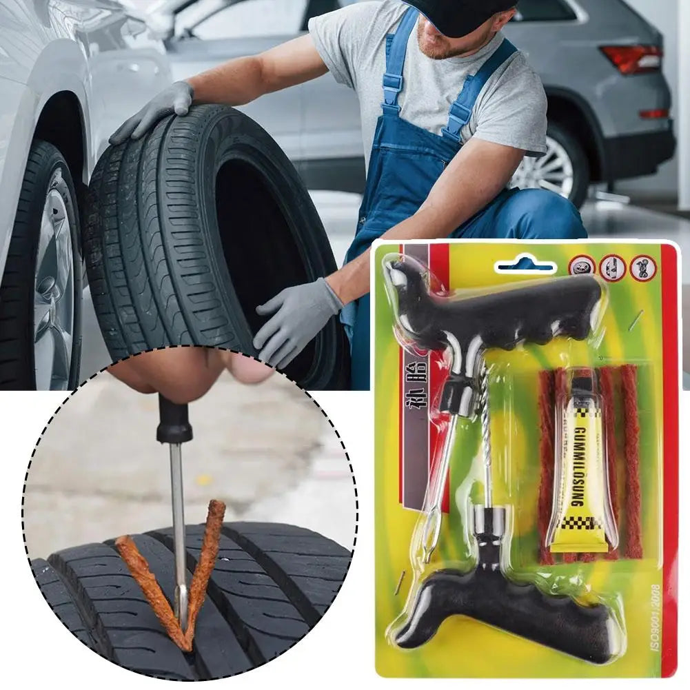 Tire Repair Kit Quick Motorcycle Emergency Tubeless Tire Puncture Repair Tools Tire Rubber Strips Puncture Plugs Repair Tool
