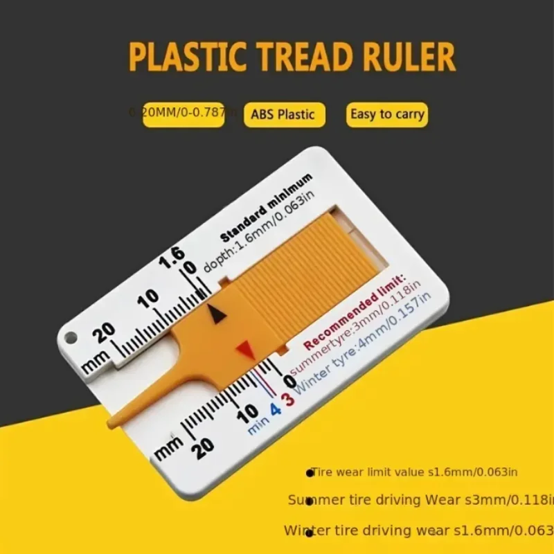 1PC Portable Tire Tread Depth Gauge 0-20mm Vernier Caliper Ruler for Car Motorcycle Truck Maintenance
