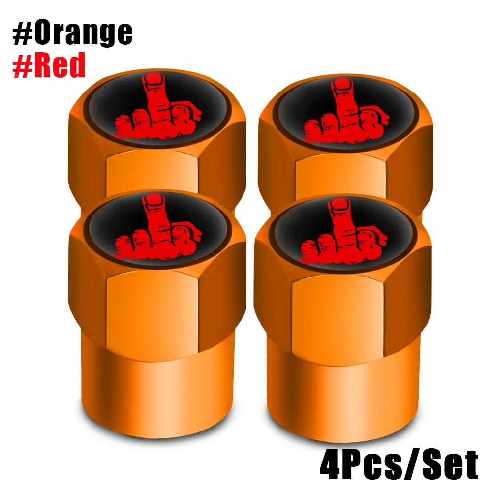 DSYCAR Tire Valve Caps (4 Pcs/Set ) Aluminium Alloy/Copper, Universal Middle Finger Stem Covers for Car, Truck, Motorcycle, Bike