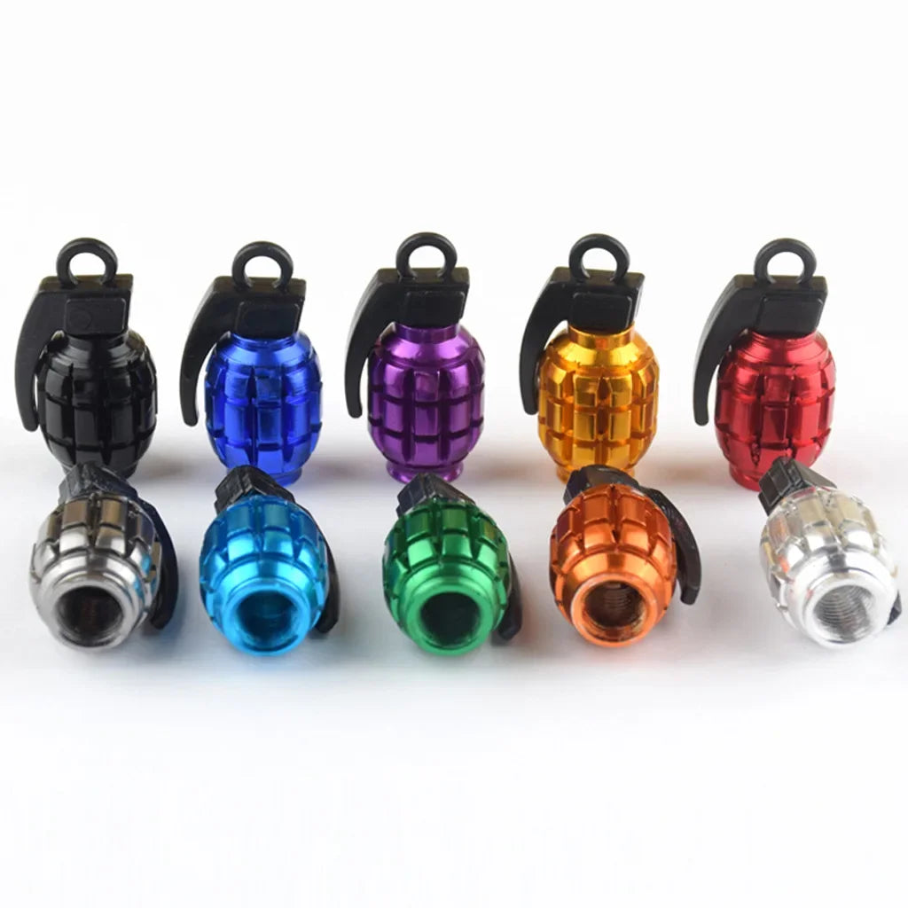Valve Stem Caps Grenade Styling Universal Aluminum Alloy 4Pcs set Car Truck Motorcycle Wheel Tyre Accessories Bike Bicycle