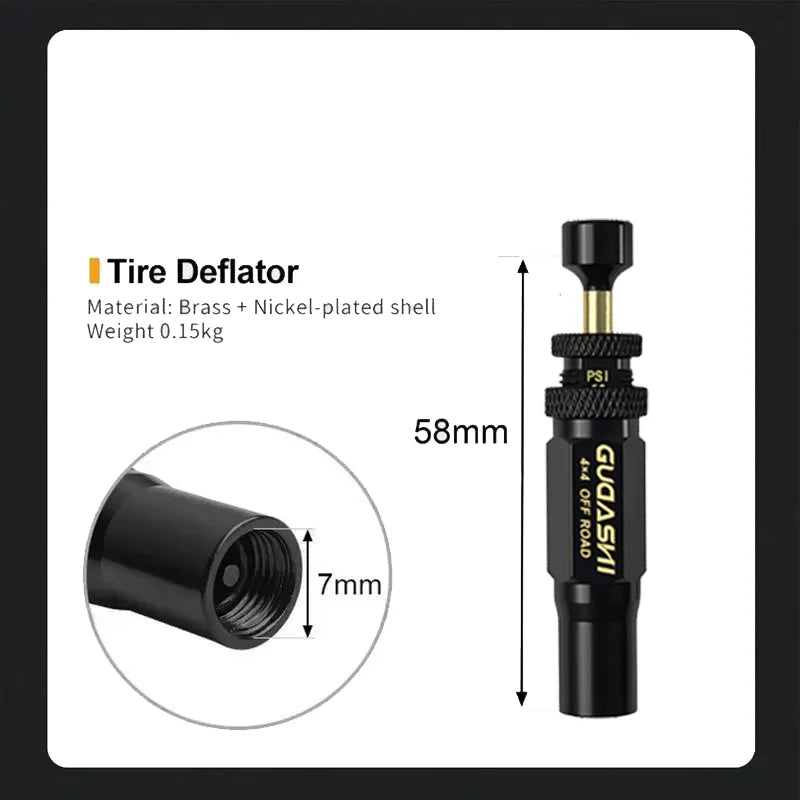 (10-30 PSI) 4 PCS Adjustable Auto-Stop Tire Deflator Valve Kit 4x4 Screw-on Tyre Air Down Tool for Vehicles Motorcycle Offroad