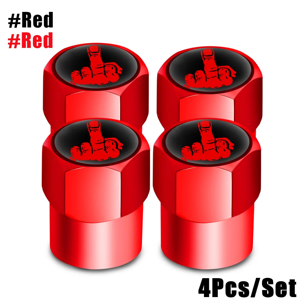 DSYCAR Tire Valve Caps (4 Pcs/Set ) Aluminium Alloy/Copper, Universal Middle Finger Stem Covers for Car, Truck, Motorcycle, Bike