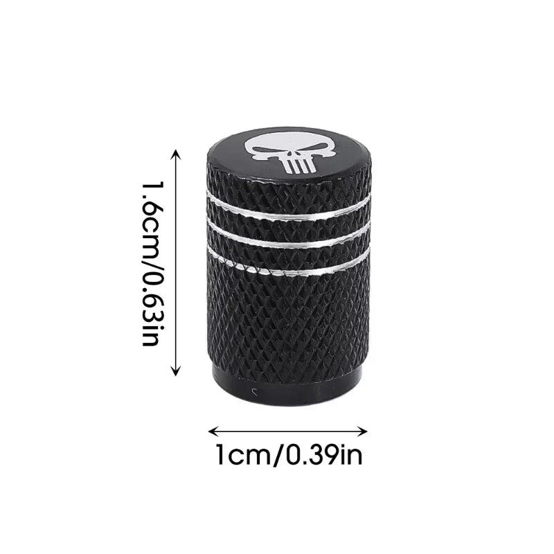 NEW 4pcs Skull Pattern Tire Valve Caps Decor Car Motorcycle Bike Aluminum Alloy Dustproof Cover Wheel Tyre Stem Valve Cap