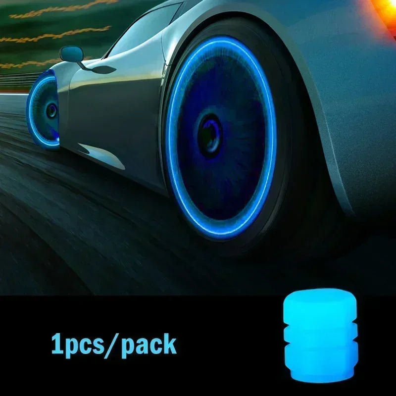 Motorcycle, bicycle wheel hub, valve cap, car luminous tire, valve cap, fluorescent green blue luminous