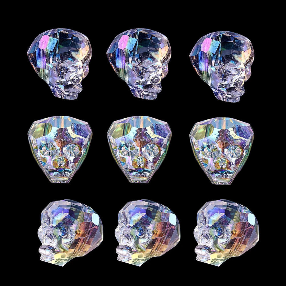 Faceted Crystal Skull Beads 13mm Halloween DIY Jewelry Making Charms Accessories Bracelets Necklaces Decorations Gothic Craft
