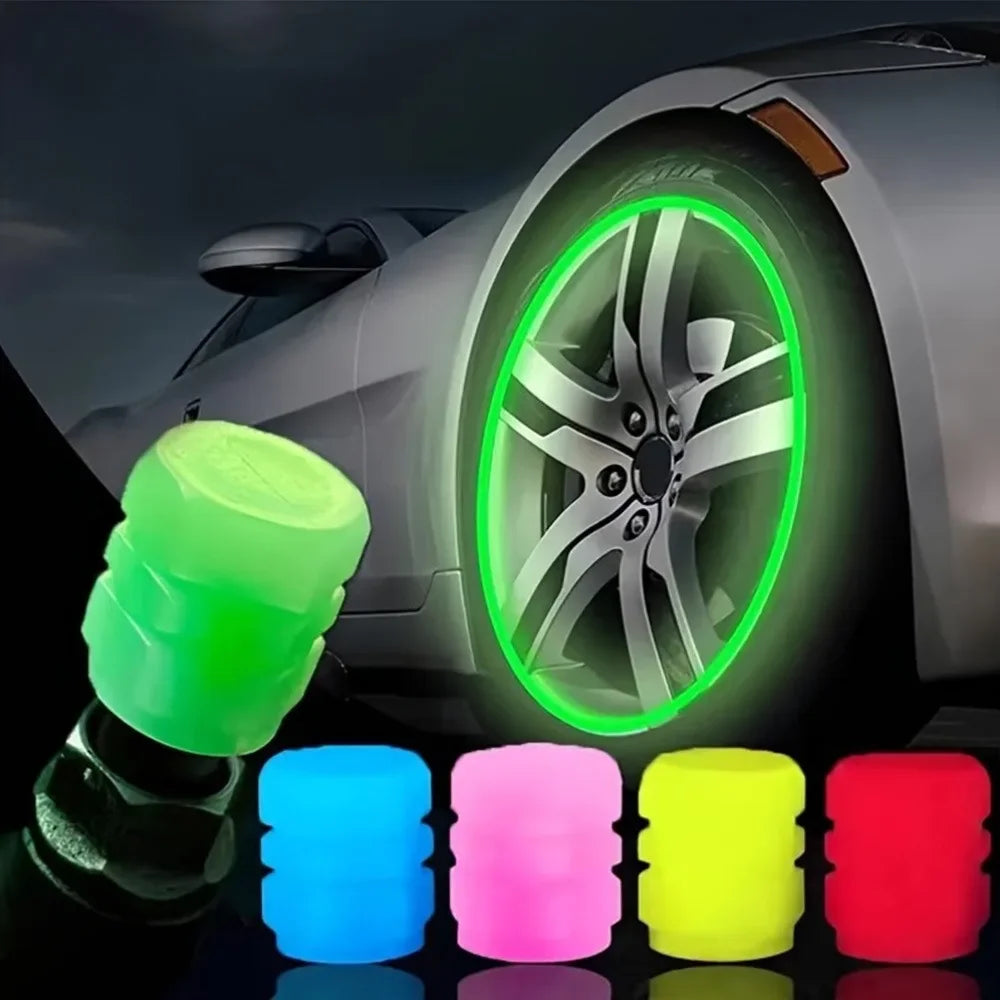 Motorcycle, bicycle wheel hub, valve cap, car luminous tire, valve cap, fluorescent green blue luminous