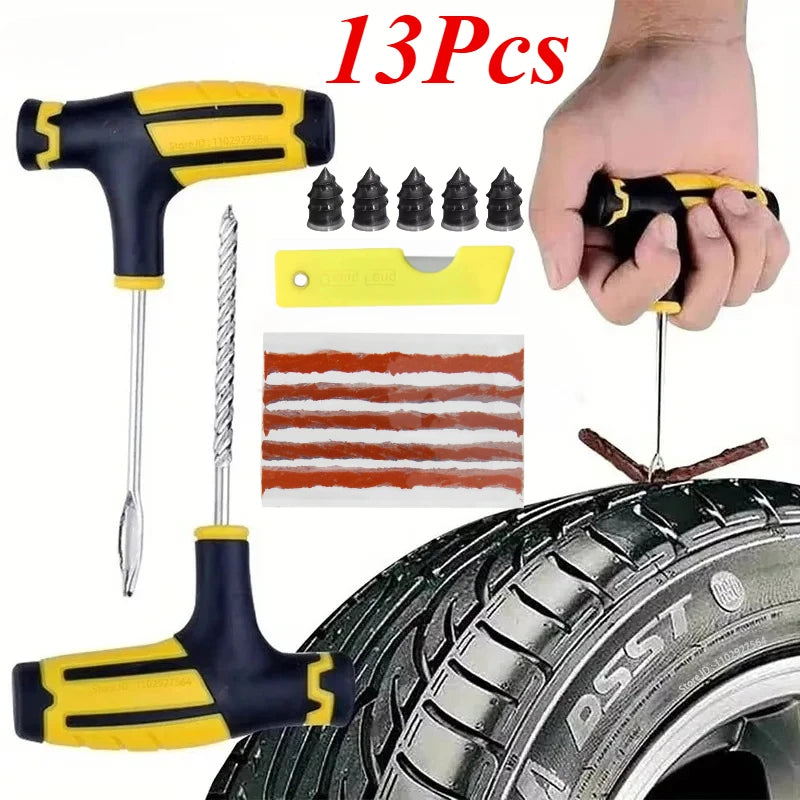 Emergency Heavy Duty Car Tire Repair Kit Multiple Sizes Tubeless Puncture Plug Garage Tools for Auto Bike Motorcycle