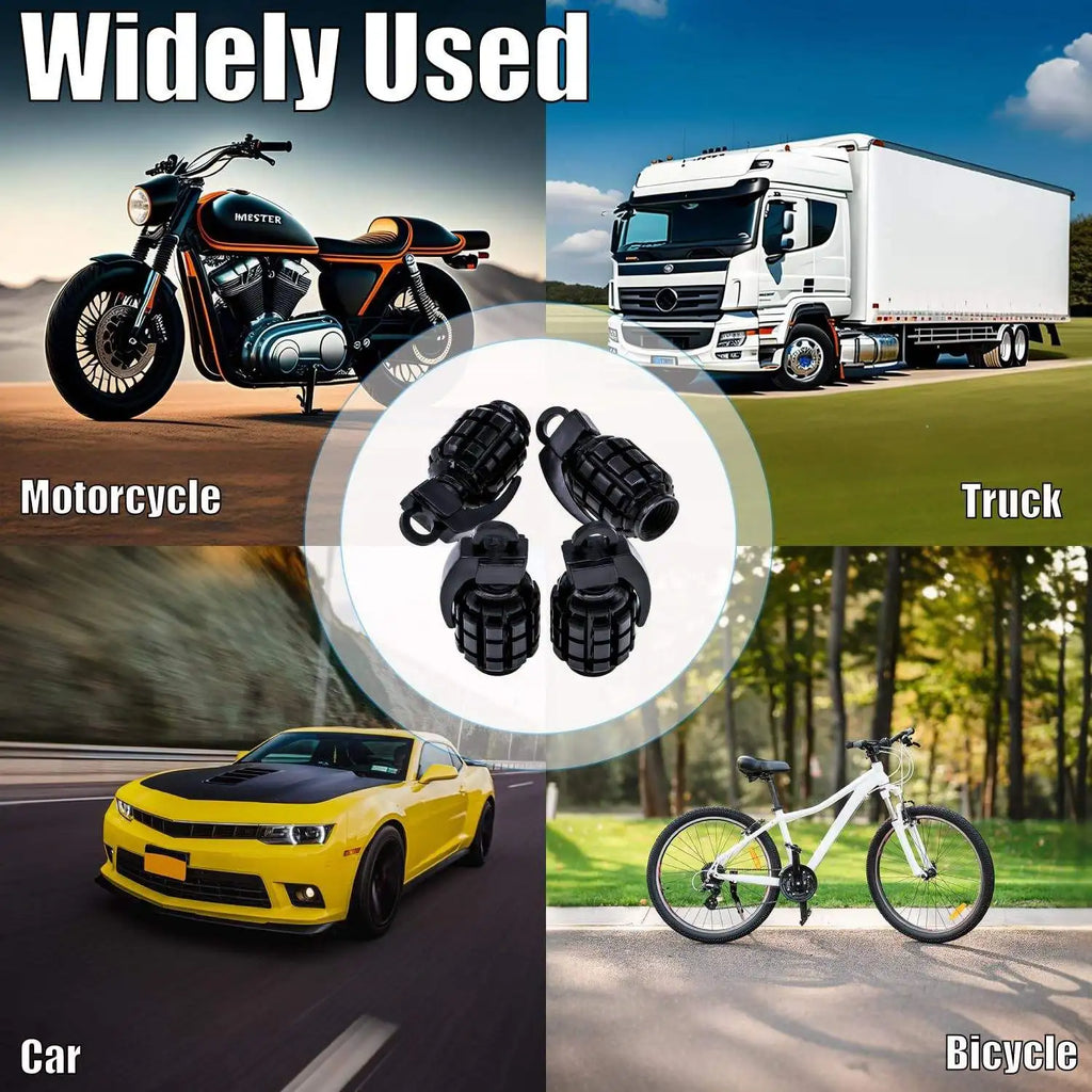 Valve Stem Caps Grenade Styling Universal Aluminum Alloy 4Pcs set Car Truck Motorcycle Wheel Tyre Accessories Bike Bicycle