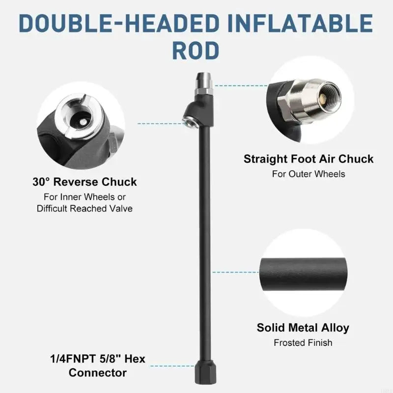 2PCS Heavy Duty Tires Inflation Rod with Quick Connectors Extended Truck Tires Repair Tool for Car & Motorcycle Tires H9EE