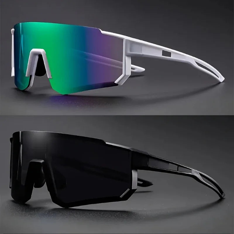 2pcs Men's Oversized Cycling Sunglasses Women Sport Goggles Windproof Lens Road Riding Bike Eyewear UV400 Gafas De Sol