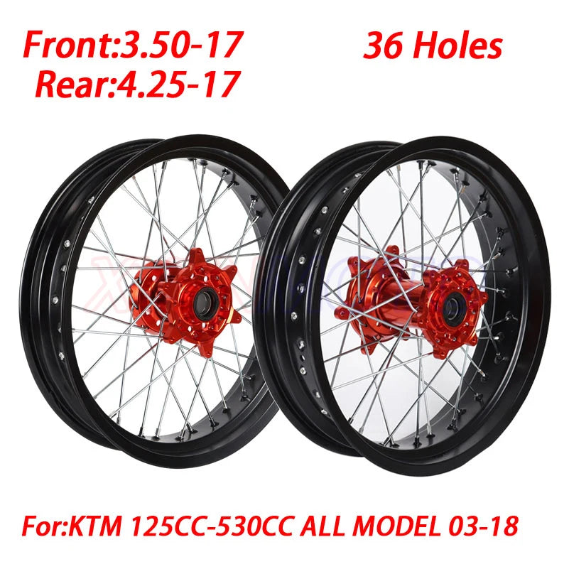 3.50x17" inch 4.25x17" Spoked Motorcycle Wheels Rims Set For KTM EXC EXC-E SX SX-F XCW 150 200 250 300 350 450 2003-2018