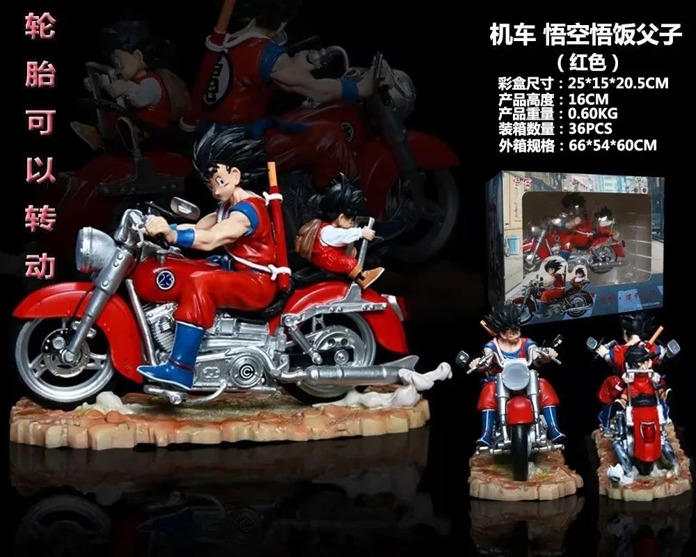 Dragon Ball Super Saiyan Gk Figure Goku Gohan Motorcycle Rotatable Tires Boxed Collectible Model Decor For Anime Collectors