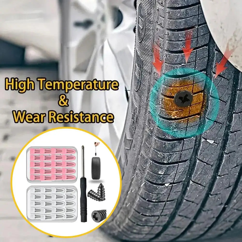 Car Vacuum Tyre Repair Nails Tool Set Rubber Tire Puncture Repair Kit with Repair Glue for Cars Truck Motorcycle