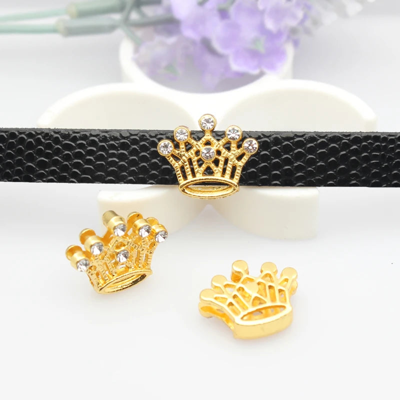 30PC/lot Hole 10MM Heart Star Slide Charm Paw Butterfly Crown DIY Charms for 10mm Bracelet Wristband Jewelry Making