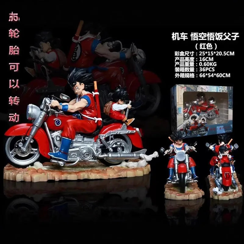 Dragon Ball Super Saiyan Gk Figure Goku Gohan Motorcycle Rotatable Tires Boxed Collectible Model Decor For Anime Collectors