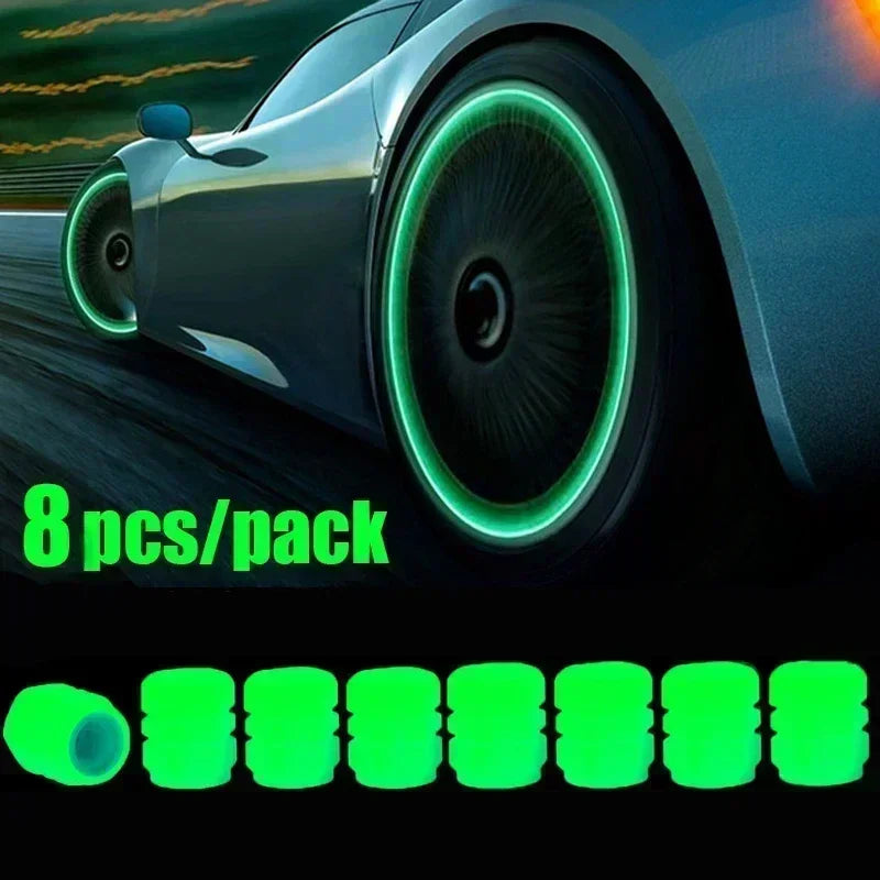 Motorcycle, bicycle wheel hub, valve cap, car luminous tire, valve cap, fluorescent green blue luminous