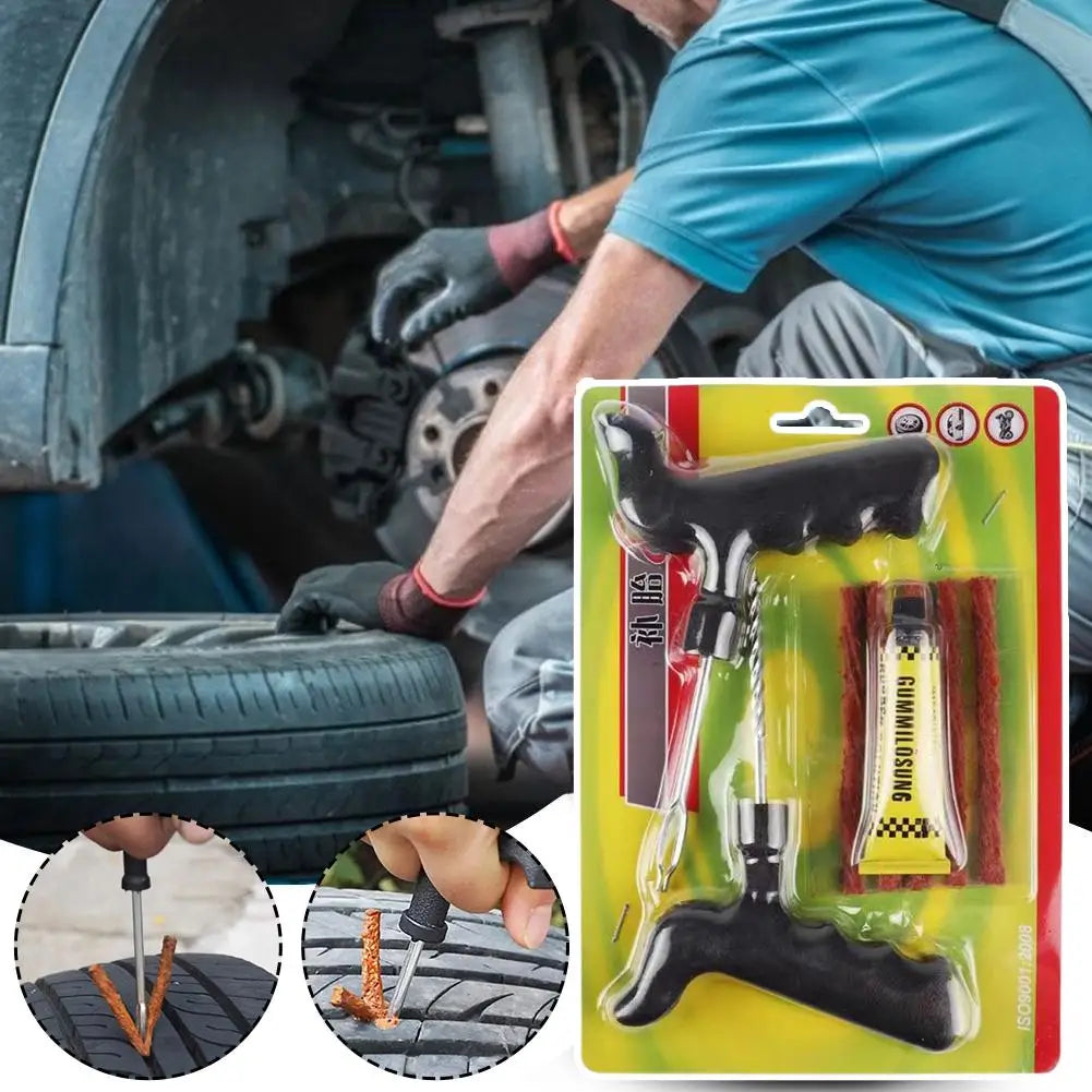 Tire Repair Kit Quick Motorcycle Emergency Tubeless Tire Puncture Repair Tools Tire Rubber Strips Puncture Plugs Repair Tool