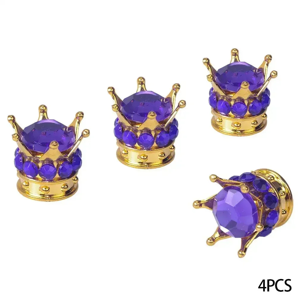 4PCS Car Motorcycle Bicycle Air Cover Car Wheel Tire Valve Caps Cover Crown Shape Bling Diamond Tyre Stem Dust Valve Caps Truck
