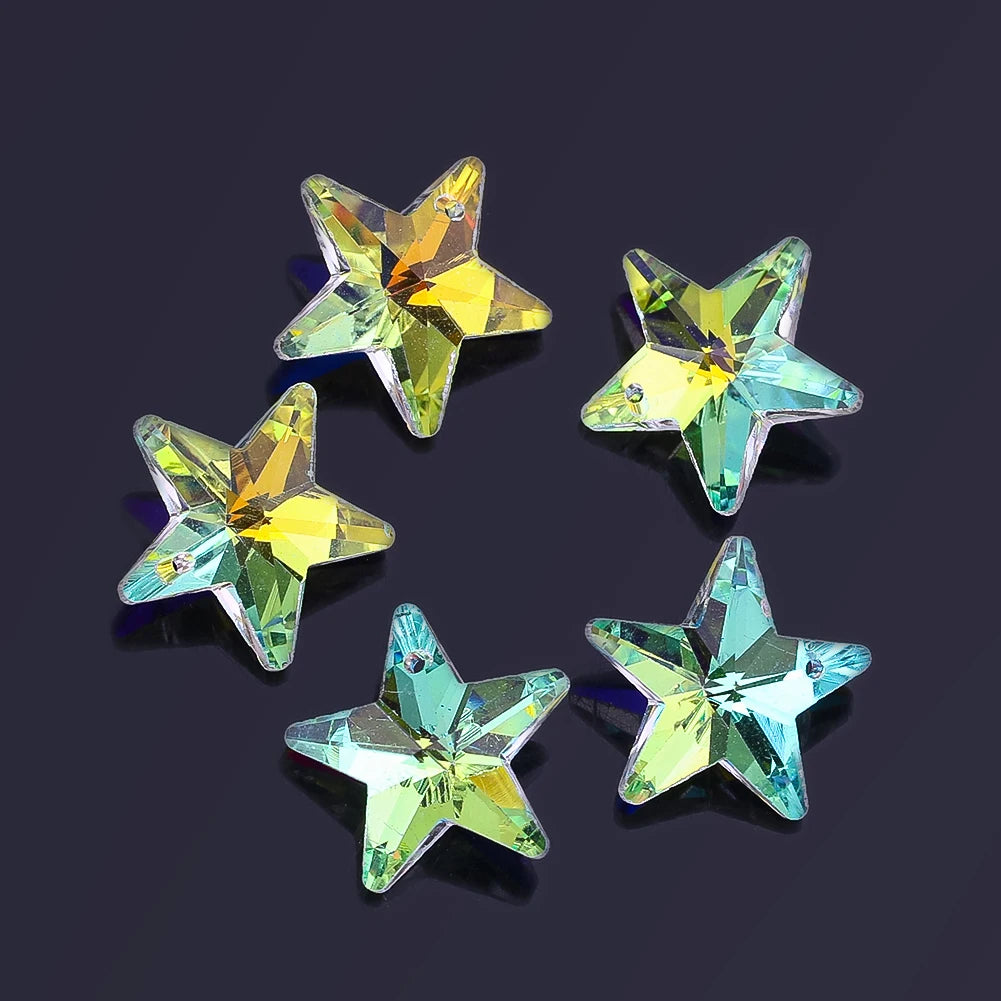 10pcs 20mm Crystal Beads DIY Suncatcher Making Pendant Moon Star Chandelier Parts Lamp Bead Charms for Necklace Earrings Jewelry
