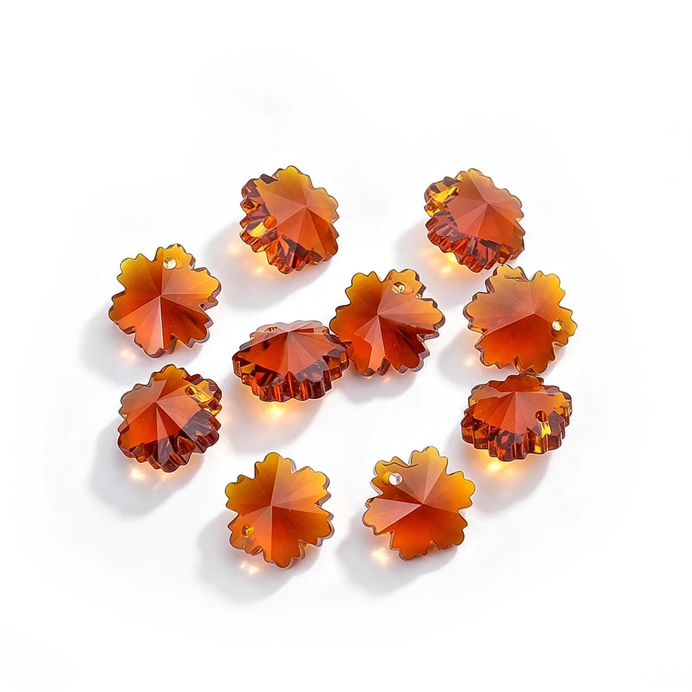 20pcs 14mm Crystal Glass Snowflake Beads DIY Suncatcher Making Supplies Prisms Charms Jewelry Pendant Accessories Single Hole