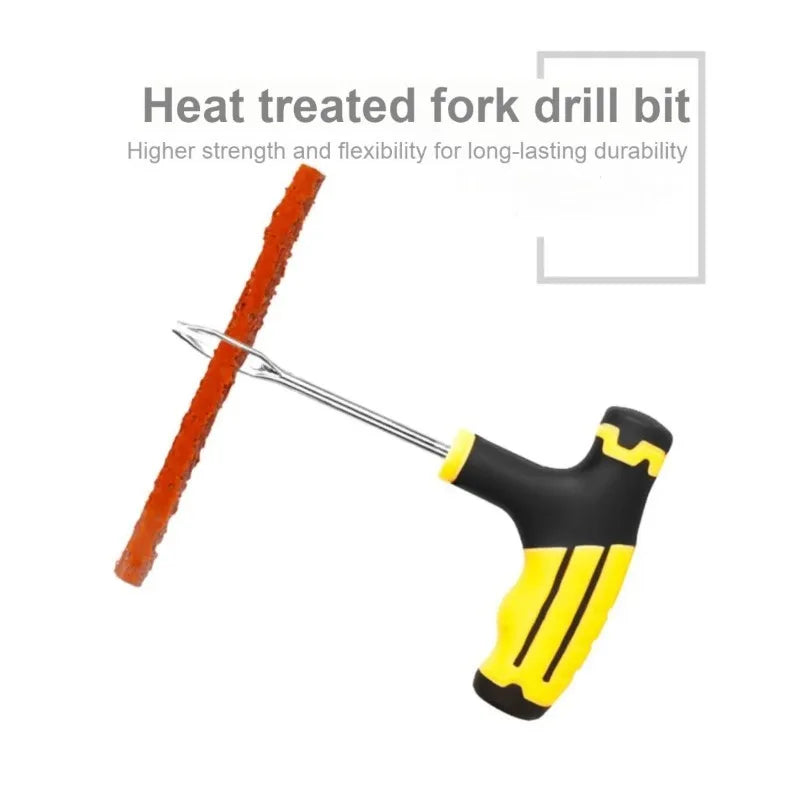 Emergency Tire Repair Kit for Cars, Motorcycles and E-Bikes - All-in-One Tire Repair Set with Durable Patching Glue Strips