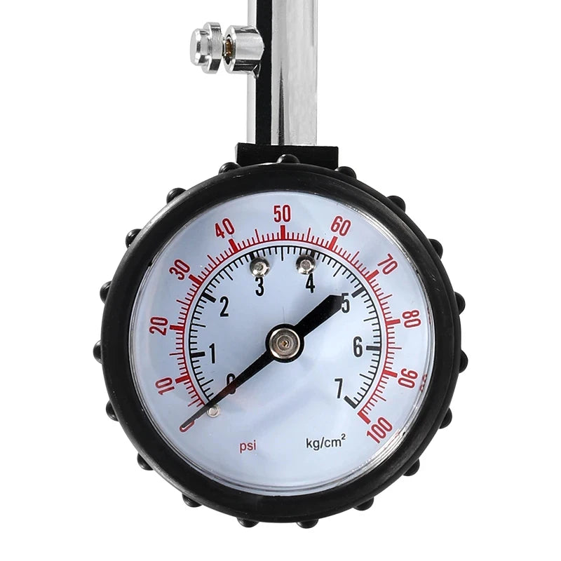 Universal Tire Pressure Monitor, 0-100PSI High Precision Long Tube Tyre Gauge for Car and Motorcycle