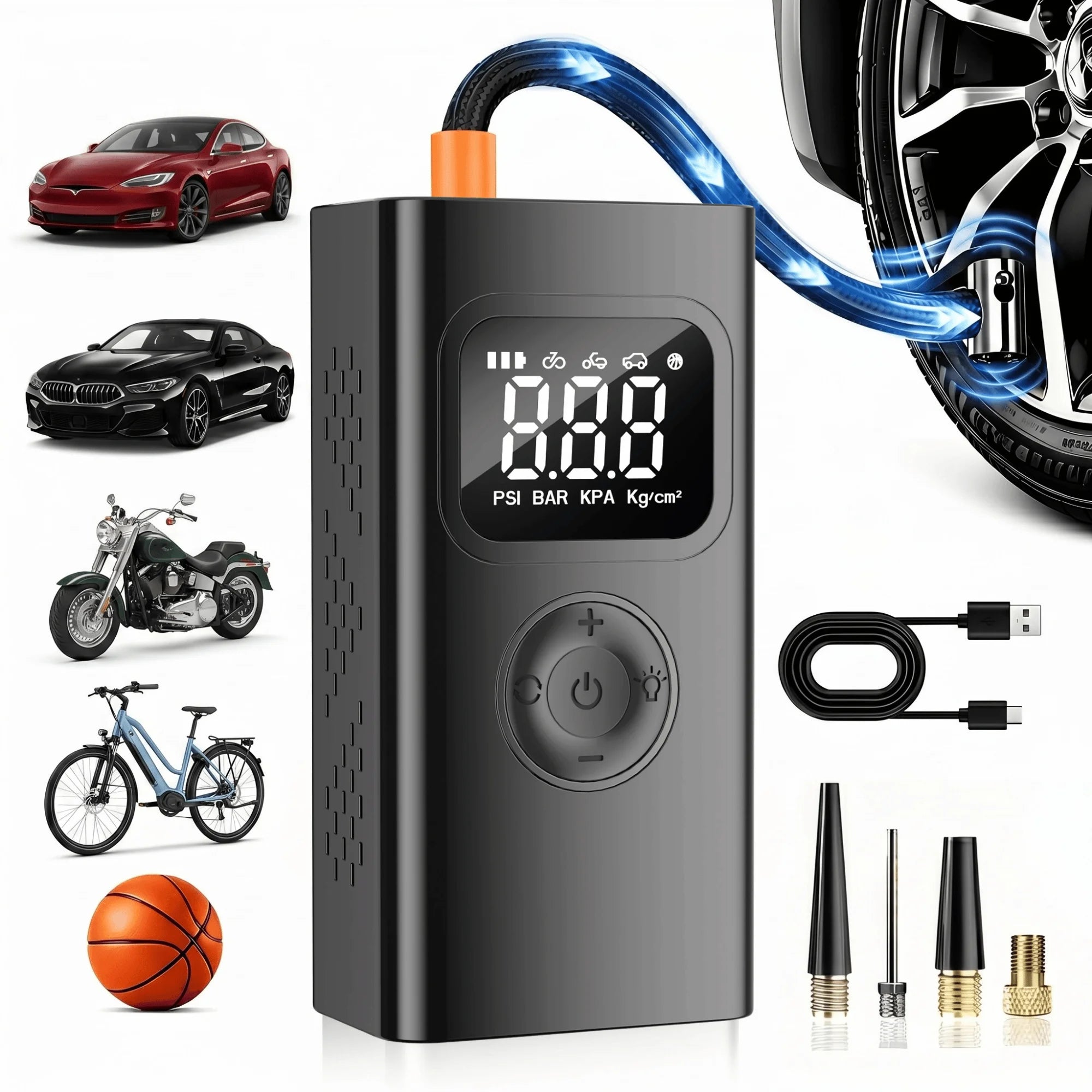 150PSI Portable Air Compressor Wireless Car Tire Inflator Pump Electric Air Pump for Car Tires Bicycle Motorcycle Ball