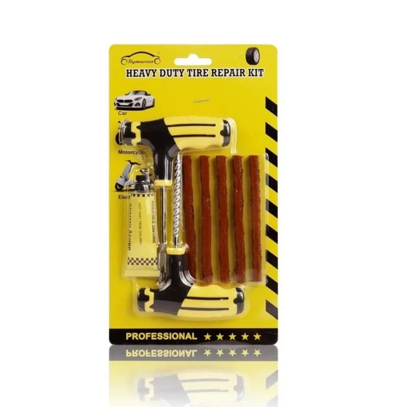 Emergency Tire Repair Kit for Cars, Motorcycles and E-Bikes - All-in-One Tire Repair Set with Durable Patching Glue Strips