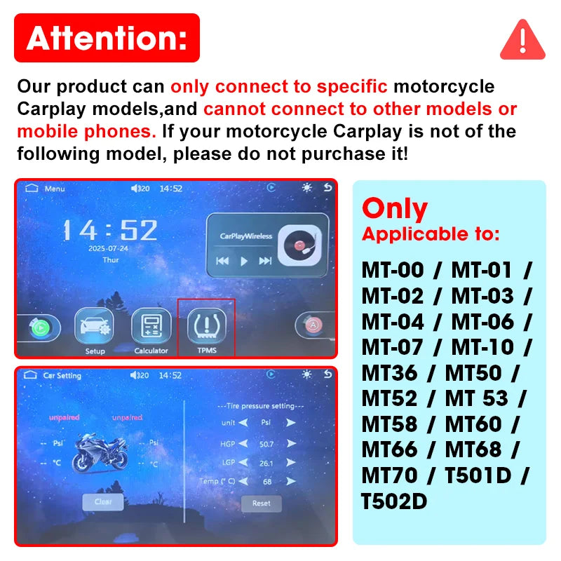 Jansite Motorcycles TPMS Designed for Specific Model Temperature Warning Gauge Moto Tire Pressure Sensors Motorcycle Accessories