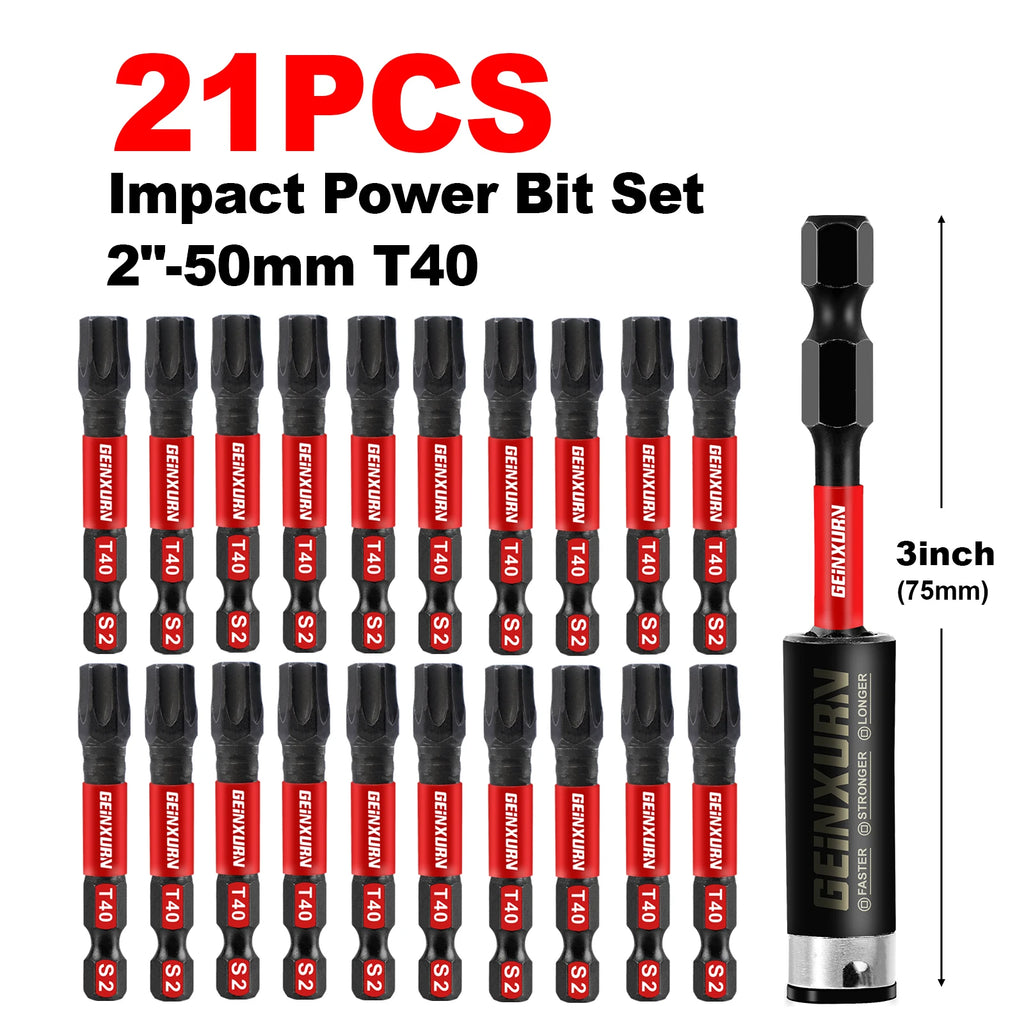 Geinxurn 2In S2 Magnetic T40 Torx Bits Set, Motorcycle Repair Tools & Suitable for Motorcycle Maintenance