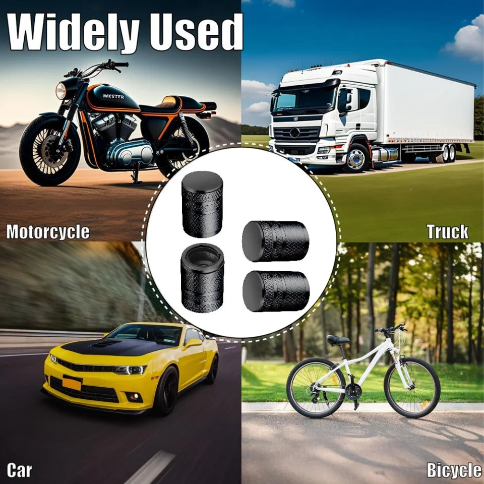 Aluminum Alloy Car Tire Valve Caps with Plastic Liner Universal Auto Motorcycle Bike Valve Dustproof Cover for Schrader Valve