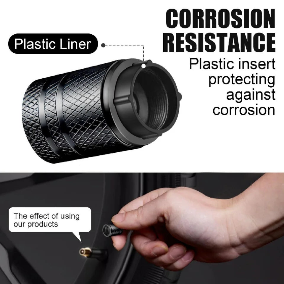 Aluminum Alloy Car Tire Valve Caps with Plastic Liner Universal Auto Motorcycle Bike Valve Dustproof Cover for Schrader Valve