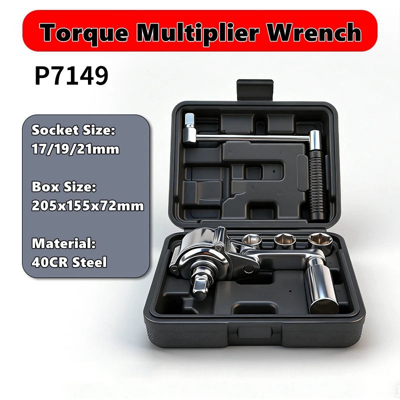 Torque Multiplier Set 1/2” 17mm/19mm/21mm/22mm Sockets,Labor Saving Lug Nut Remover Hand Wrench Kit for  Motorcycle Tire Repair